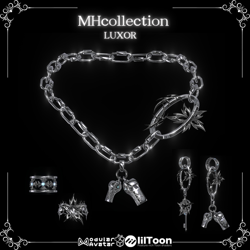 【VRC想定/19アバター対応】【MA対応】MH LUXOR Necklace&Earring&Ring