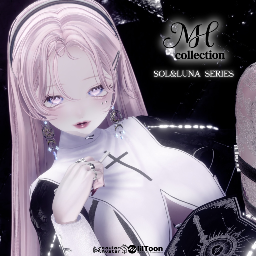 【VRC想定/18アバター対応】【MA対応】MH SOL&LUNA EarRing