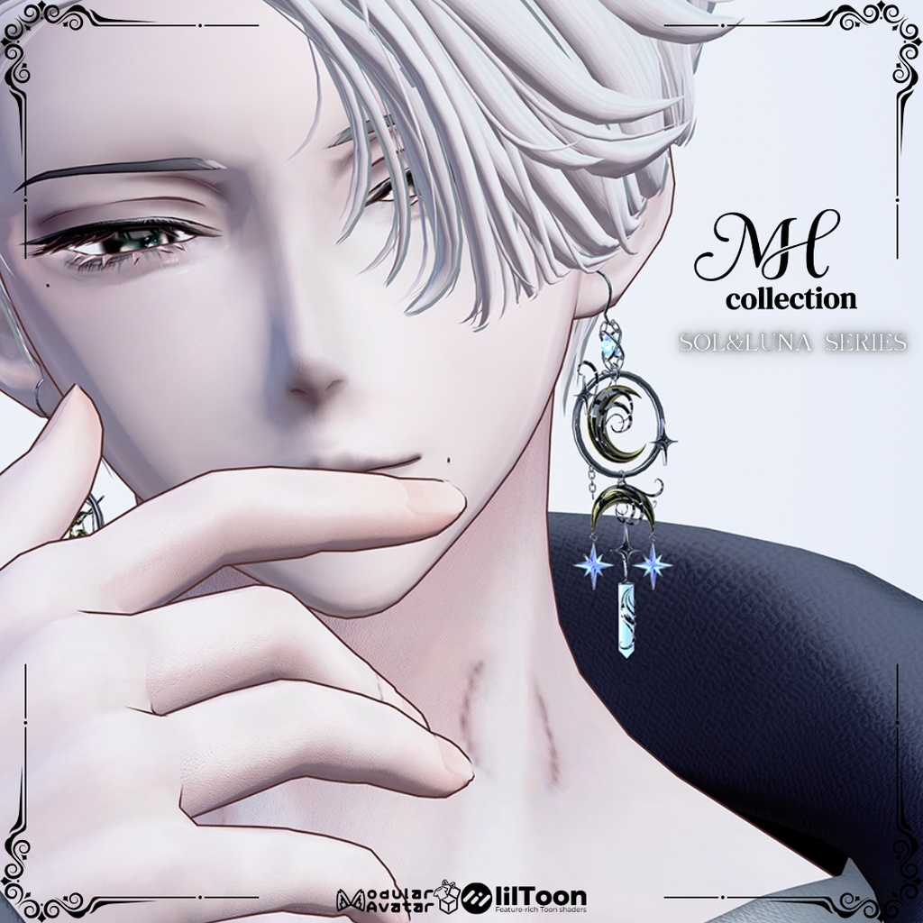【VRC想定/18アバター対応】【MA対応】MH SOL&LUNA EarRing
