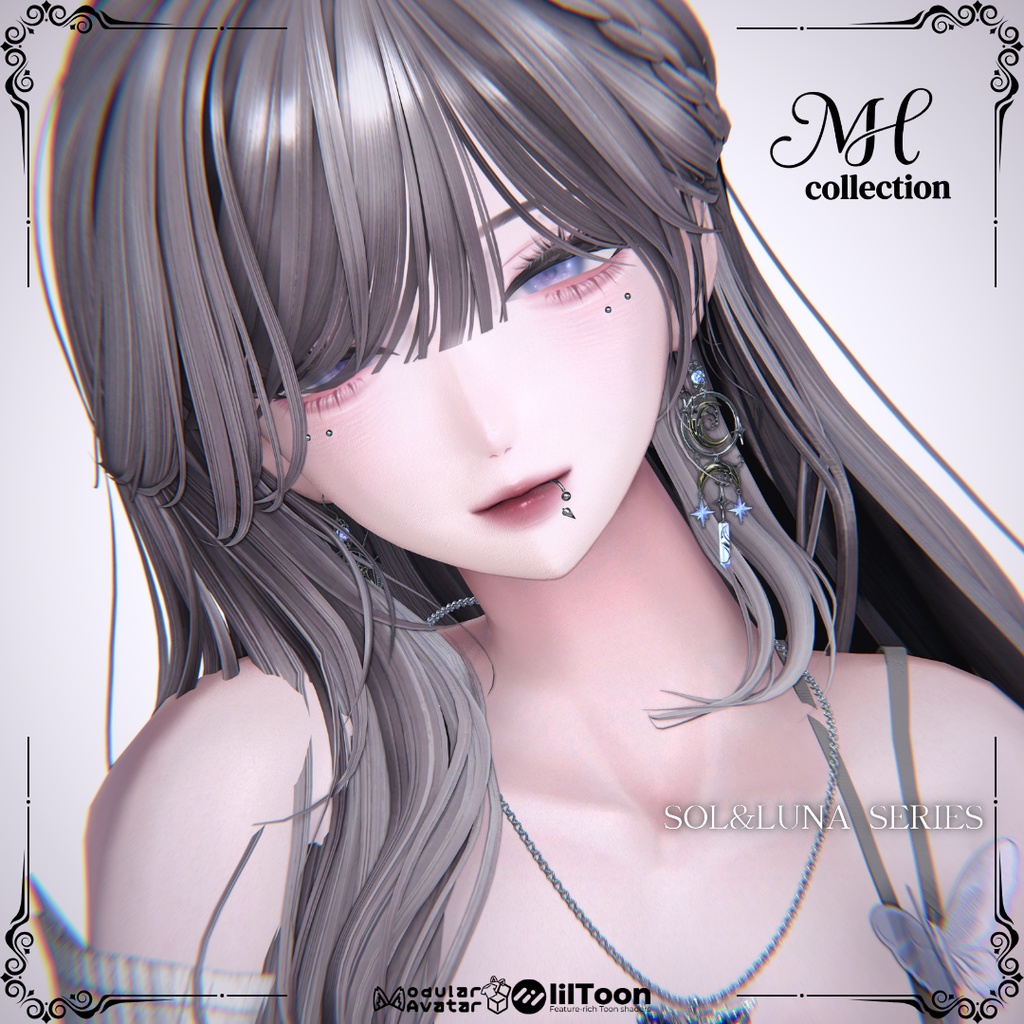 【VRC想定/18アバター対応】【MA対応】MH SOL&LUNA EarRing