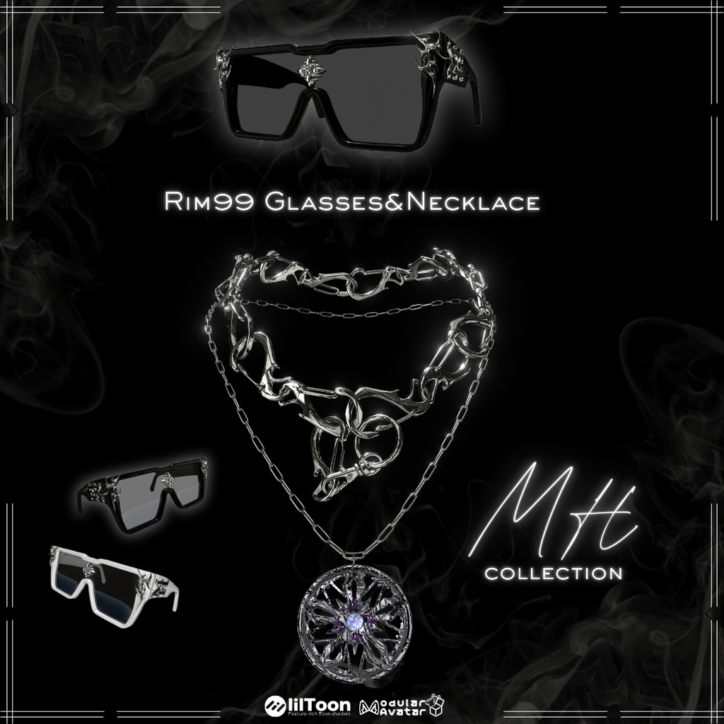 【VRC想定/21アバター対応】【MA対応】MH Rim99 Glasses&Necklace