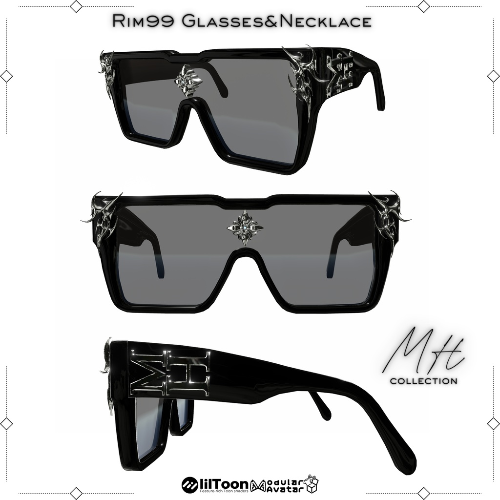 【VRC想定/21アバター対応】【MA対応】MH Rim99 Glasses&Necklace