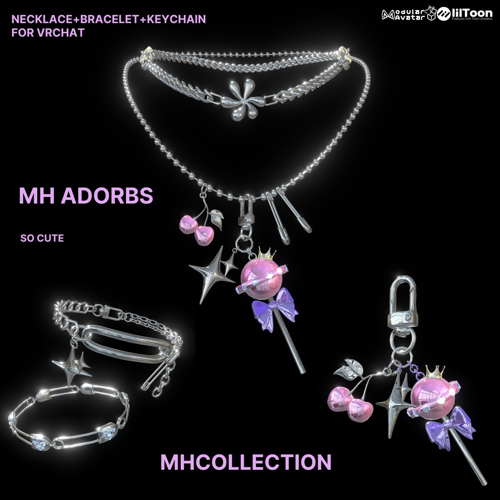 【VRC想定/22アバター対応】【MA対応】MH Adorbs Necklace+Bracelet+Keychain