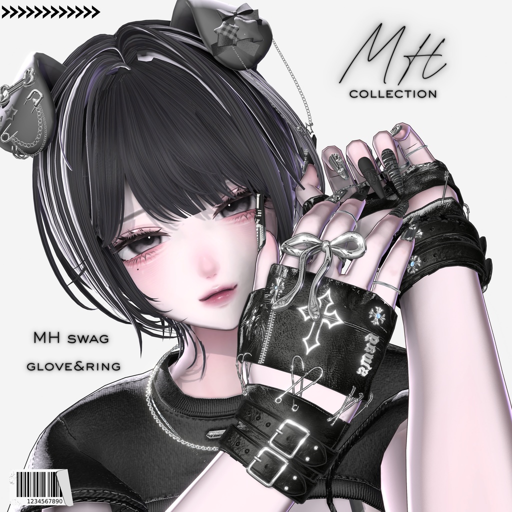 【VRC想定/16アバター対応】【MA対応】MH swag glove&ring