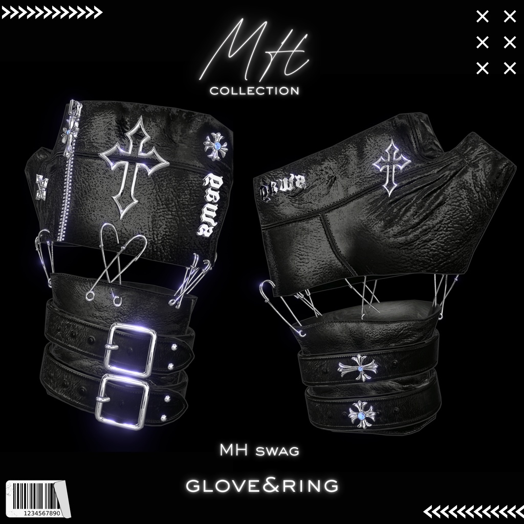 【VRC想定/16アバター対応】【MA対応】MH swag glove&ring
