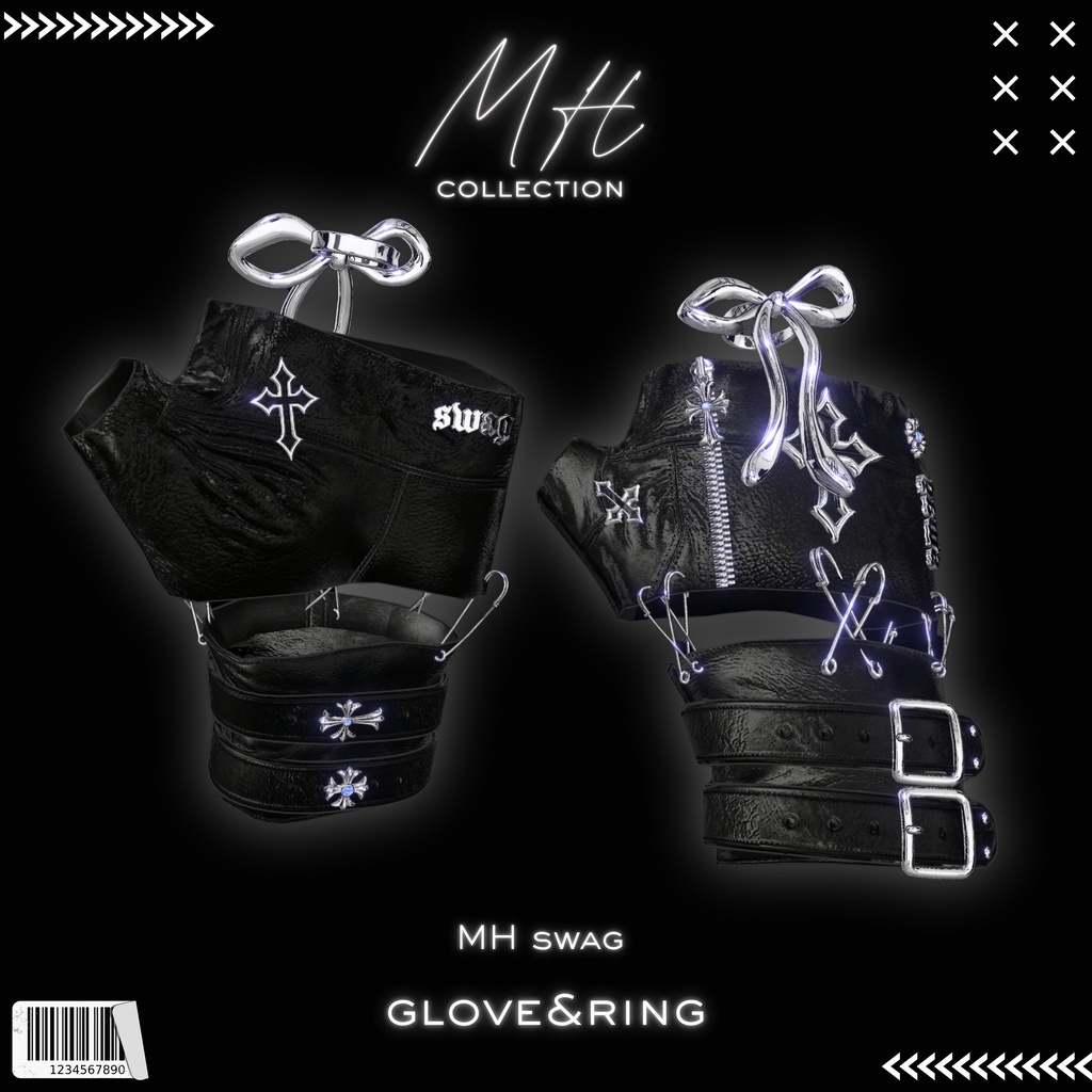 【VRC想定/16アバター対応】【MA対応】MH swag glove&ring