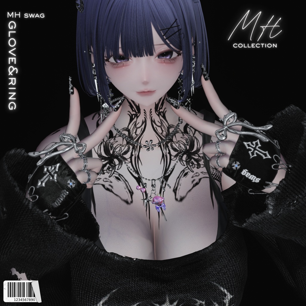【VRC想定/16アバター対応】【MA対応】MH swag glove&ring