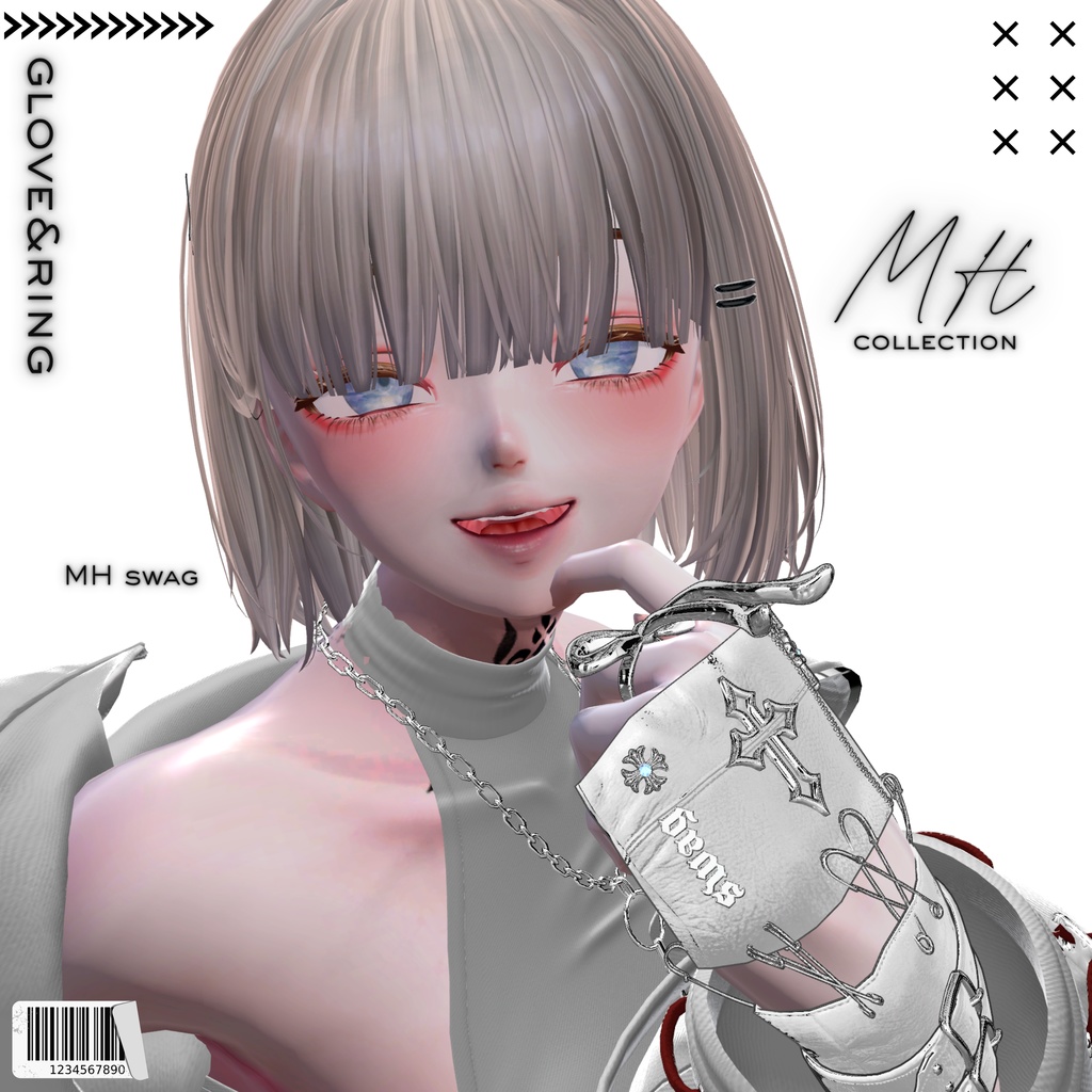 【VRC想定/16アバター対応】【MA対応】MH swag glove&ring