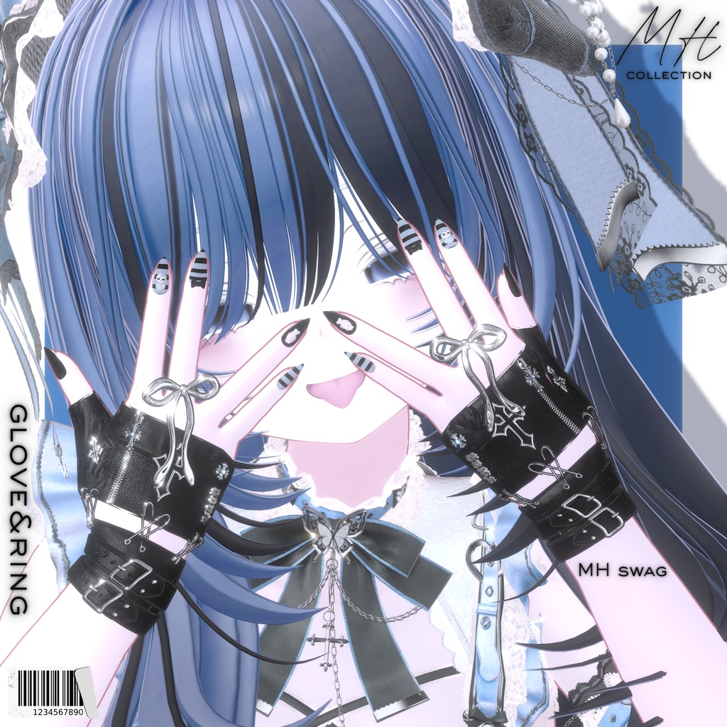 【VRC想定/16アバター対応】【MA対応】MH swag glove&ring