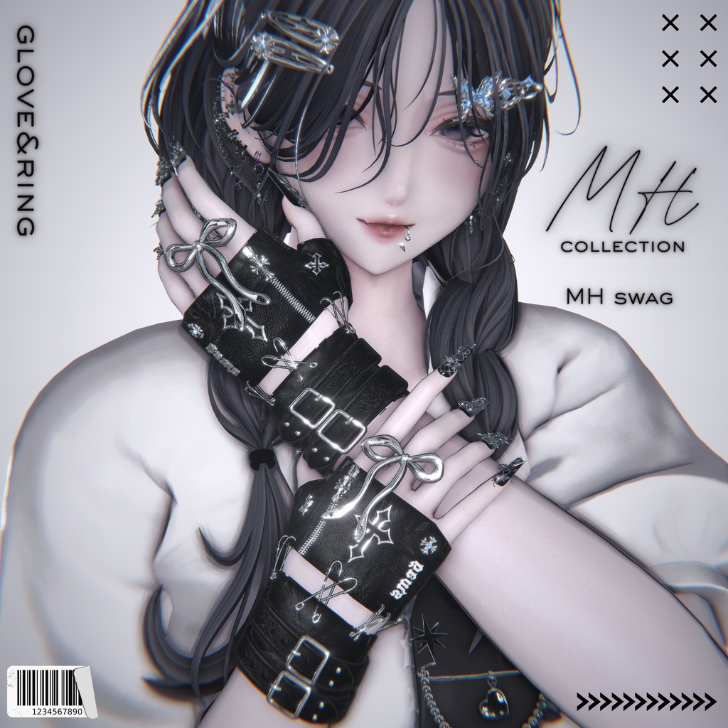 【VRC想定/16アバター対応】【MA対応】MH swag glove＆ring