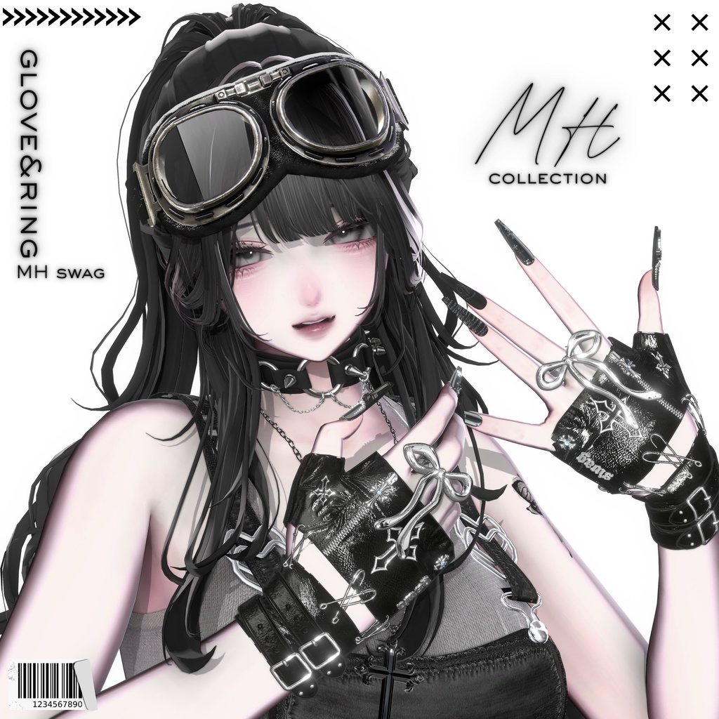 【VRC想定/16アバター対応】【MA対応】MH swag glove&ring