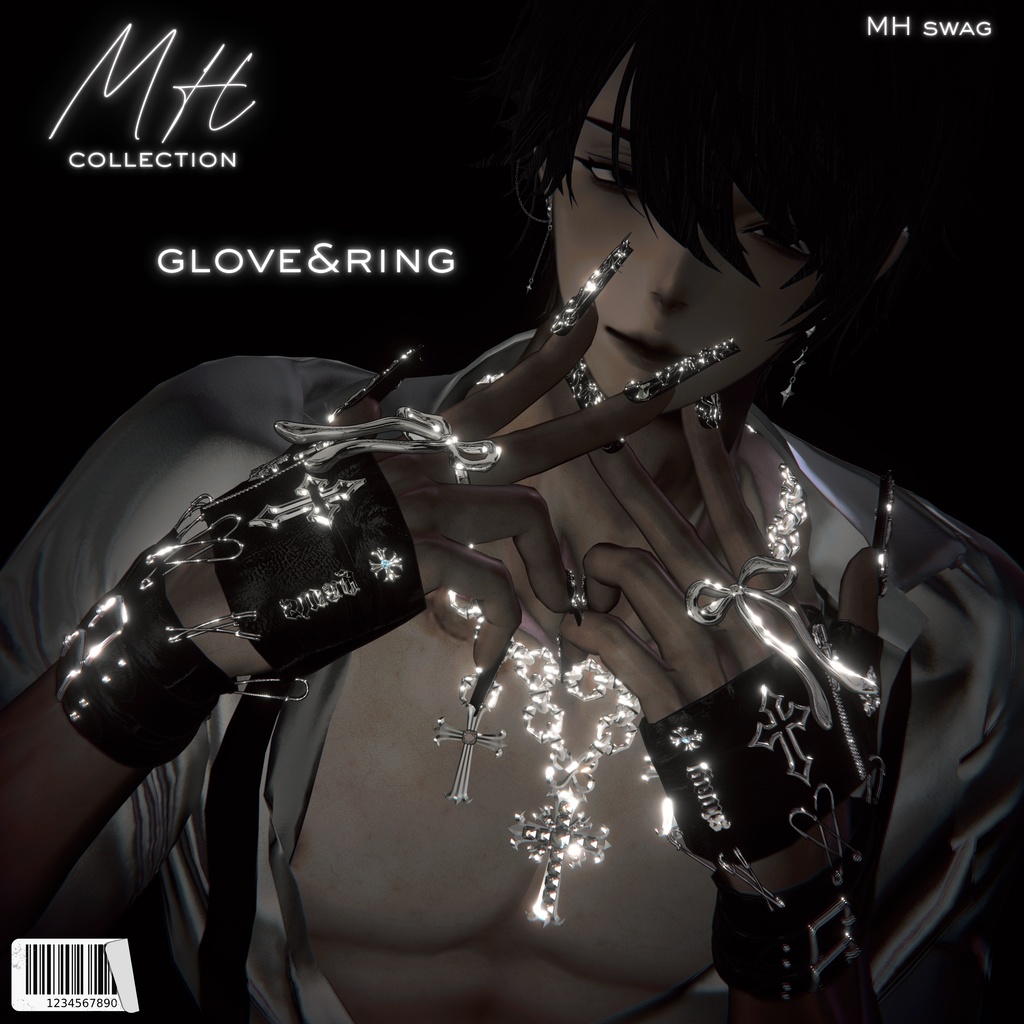 【VRC想定/16アバター対応】【MA対応】MH swag glove&ring