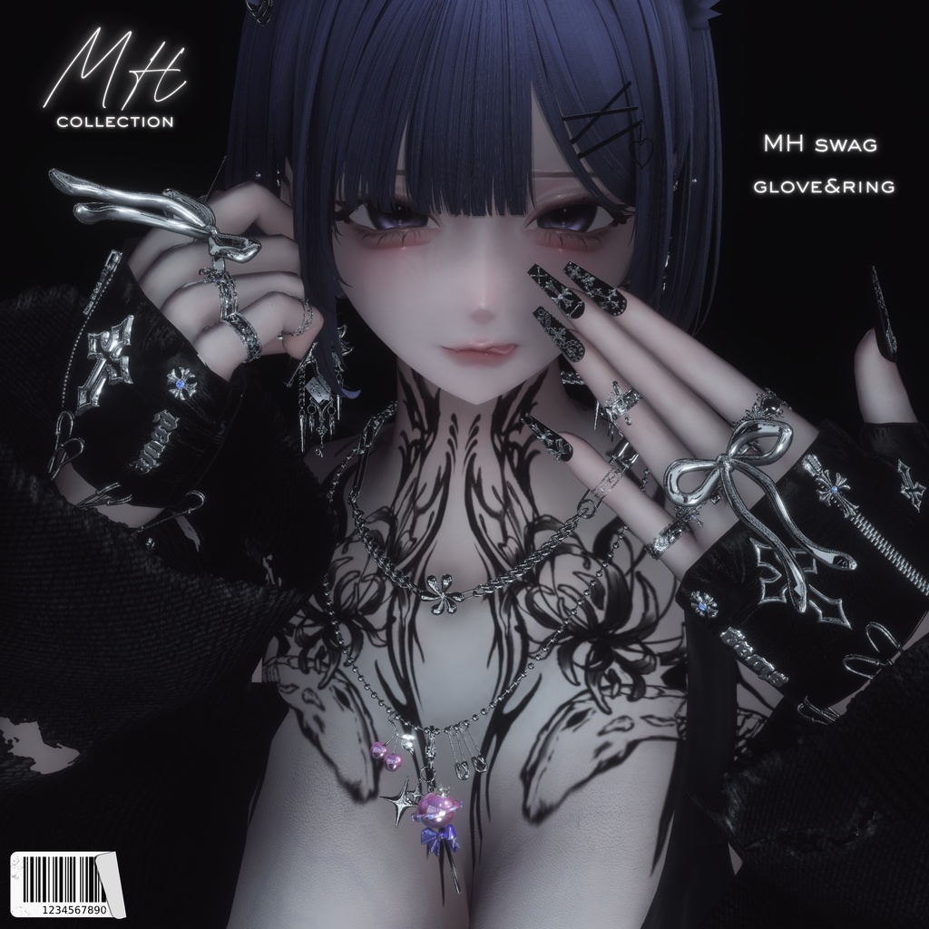 【VRC想定/16アバター対応】【MA対応】MH swag glove&ring