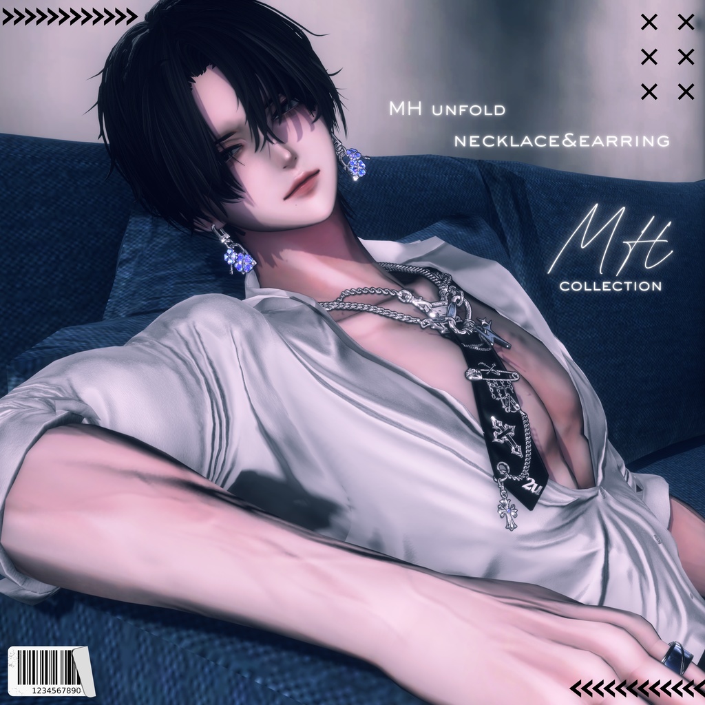 【VRC想定/19アバター対応】【MA対応】MH unfold Necklace&Earring