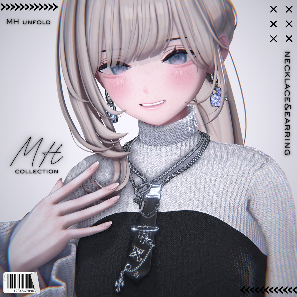 【VRC想定/19アバター対応】【MA対応】MH unfold Necklace&Earring