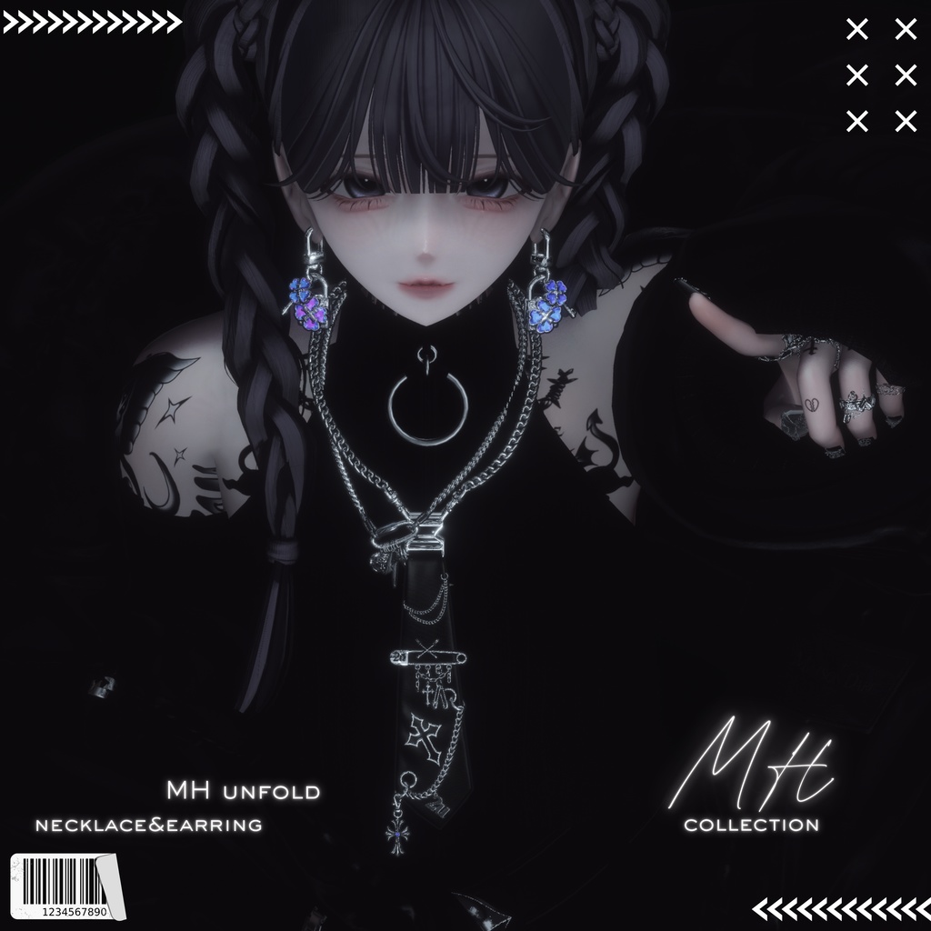 【VRC想定/19アバター対応】【MA対応】MH unfold Necklace&Earring