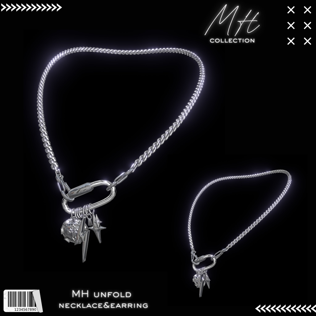 【VRC想定/19アバター対応】【MA対応】MH unfold Necklace&Earring