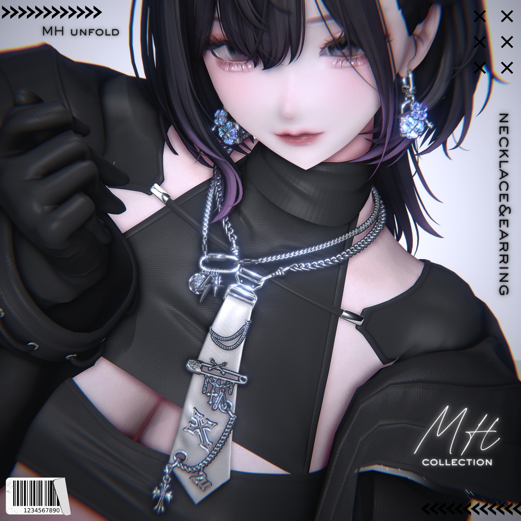 【VRC想定/19アバター対応】【MA対応】MH unfold Necklace&Earring