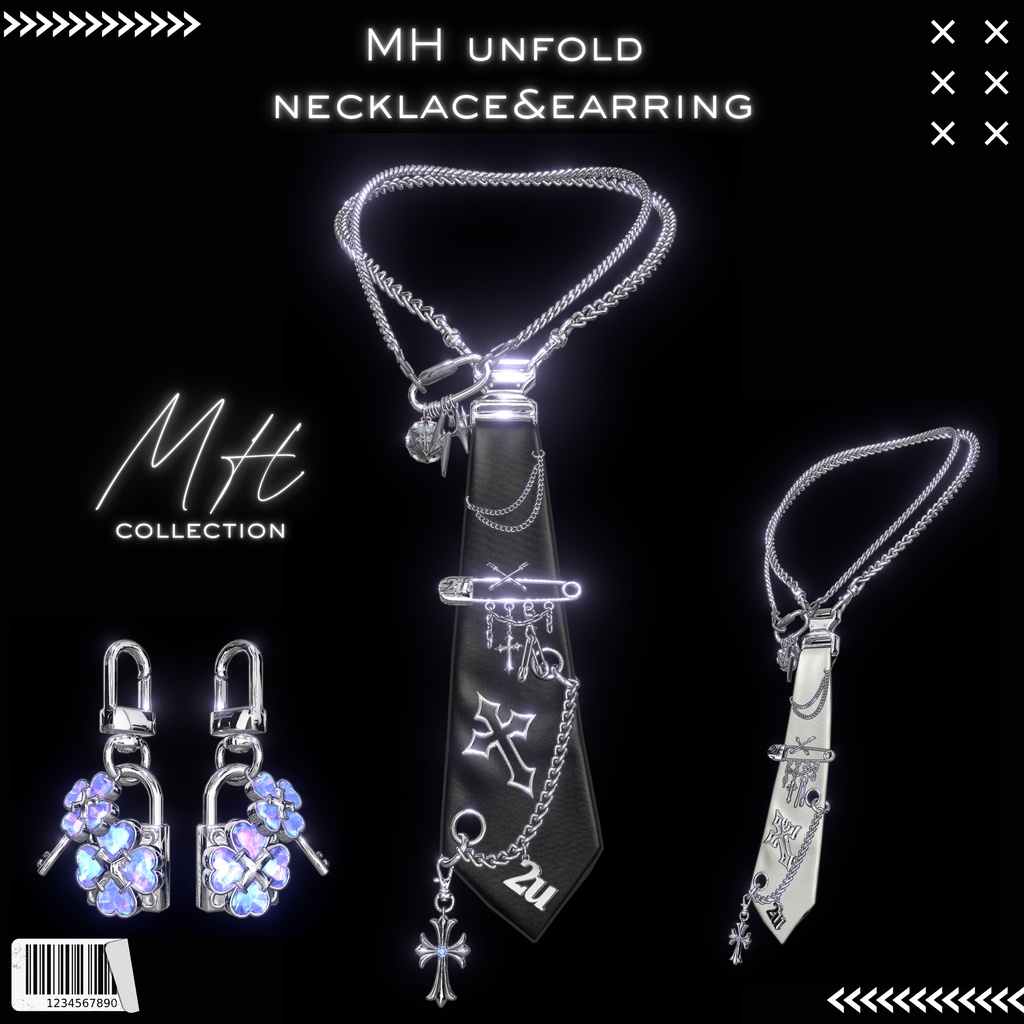 【VRC想定/19アバター対応】【MA対応】MH unfold Necklace&Earring