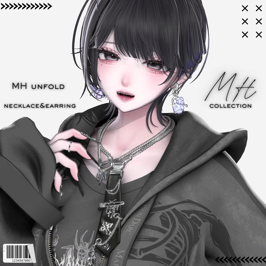 【VRC想定/19アバター対応】【MA対応】MH unfold Necklace&Earring