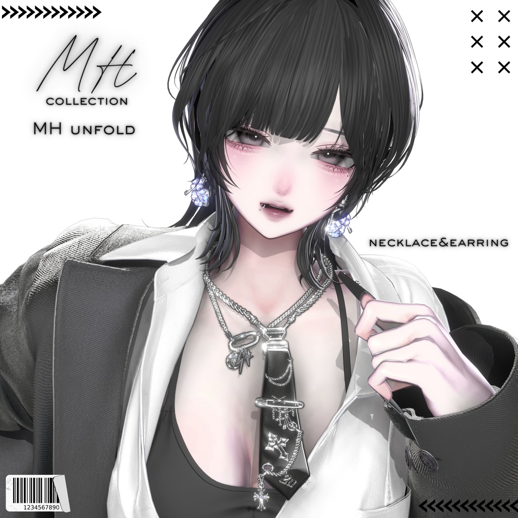 【VRC想定/19アバター対応】【MA対応】MH unfold Necklace＆Earring