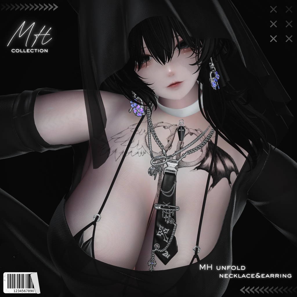 【VRC想定/19アバター対応】【MA対応】MH unfold Necklace&Earring