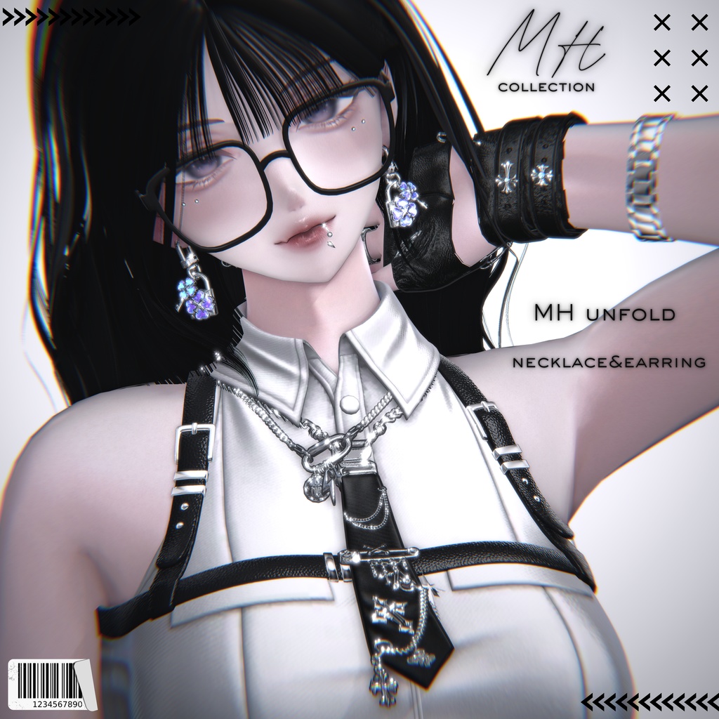 【VRC想定/19アバター対応】【MA対応】MH unfold Necklace&Earring