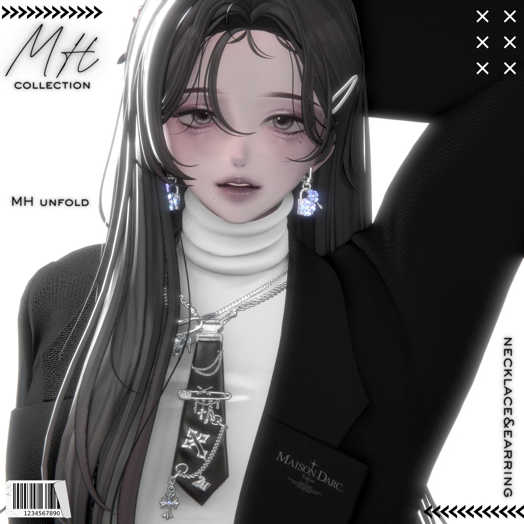 【VRC想定/19アバター対応】【MA対応】MH unfold Necklace&Earring