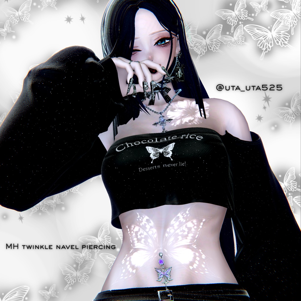 【VRC想定/19アバター対応】【MA対応】MH twinkle navel pierching