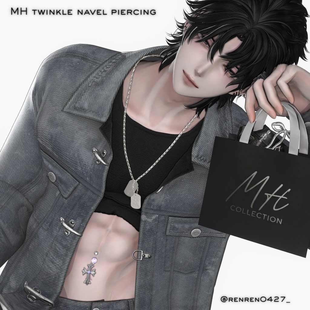 【VRC想定/19アバター対応】【MA対応】MH twinkle navel pierching