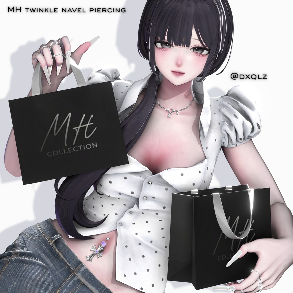 【VRC想定/19アバター対応】【MA対応】MH twinkle navel pierching