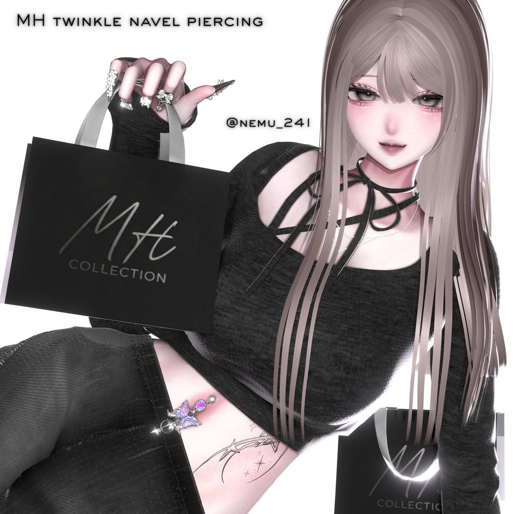 【VRC想定/19アバター対応】【MA対応】MH twinkle navel pierching