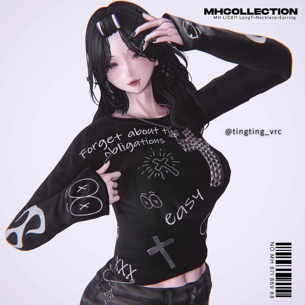 【VRC想定/18アバター対応】【MA対応】MH L/C871 LongT+Necklace+Earring