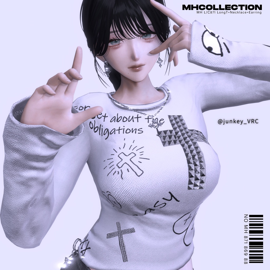 【VRC想定/18アバター対応】【MA対応】MH L/C871 LongT+Necklace+Earring