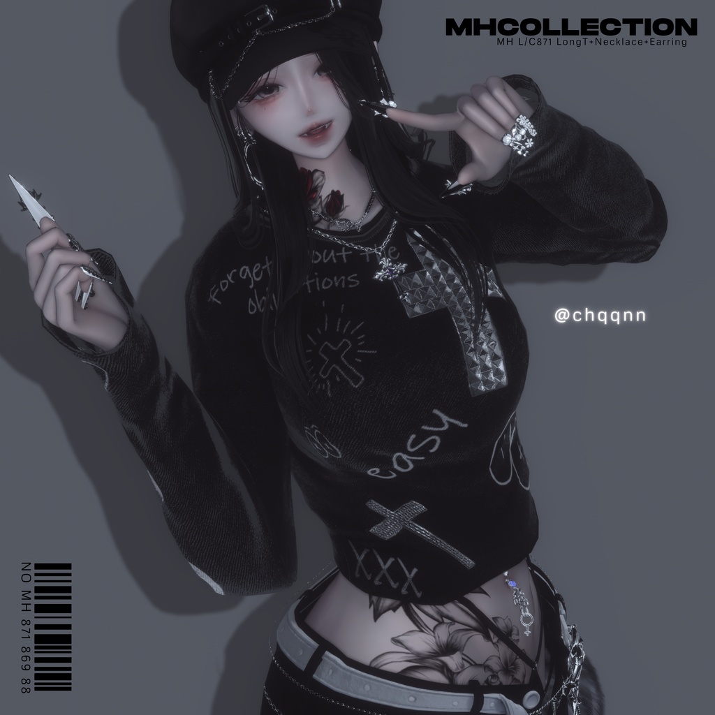 【VRC想定/18アバター対応】【MA対応】MH L/C871 LongT+Necklace+Earring