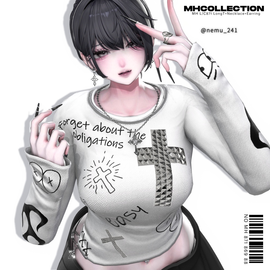 【VRC想定/18アバター対応】【MA対応】MH L/C871 LongT+Necklace+Earring
