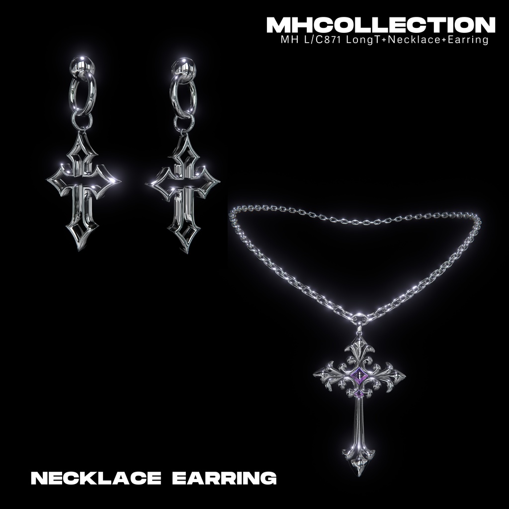 【VRC想定/18アバター対応】【MA対応】MH L/C871 LongT+Necklace+Earring
