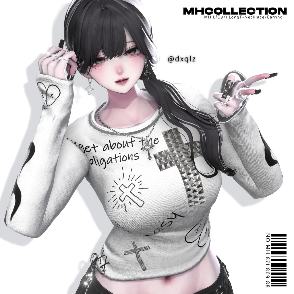 【VRC想定/18アバター対応】【MA対応】MH L/C871 LongT+Necklace+Earring