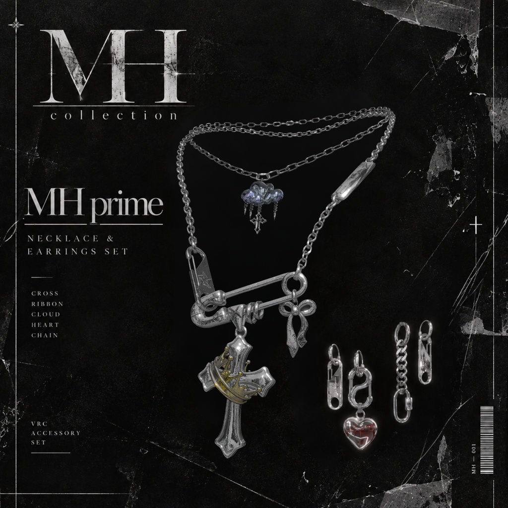 【VRC想定/20アバター対応】【MA対応】MH prime Necklace+Earring