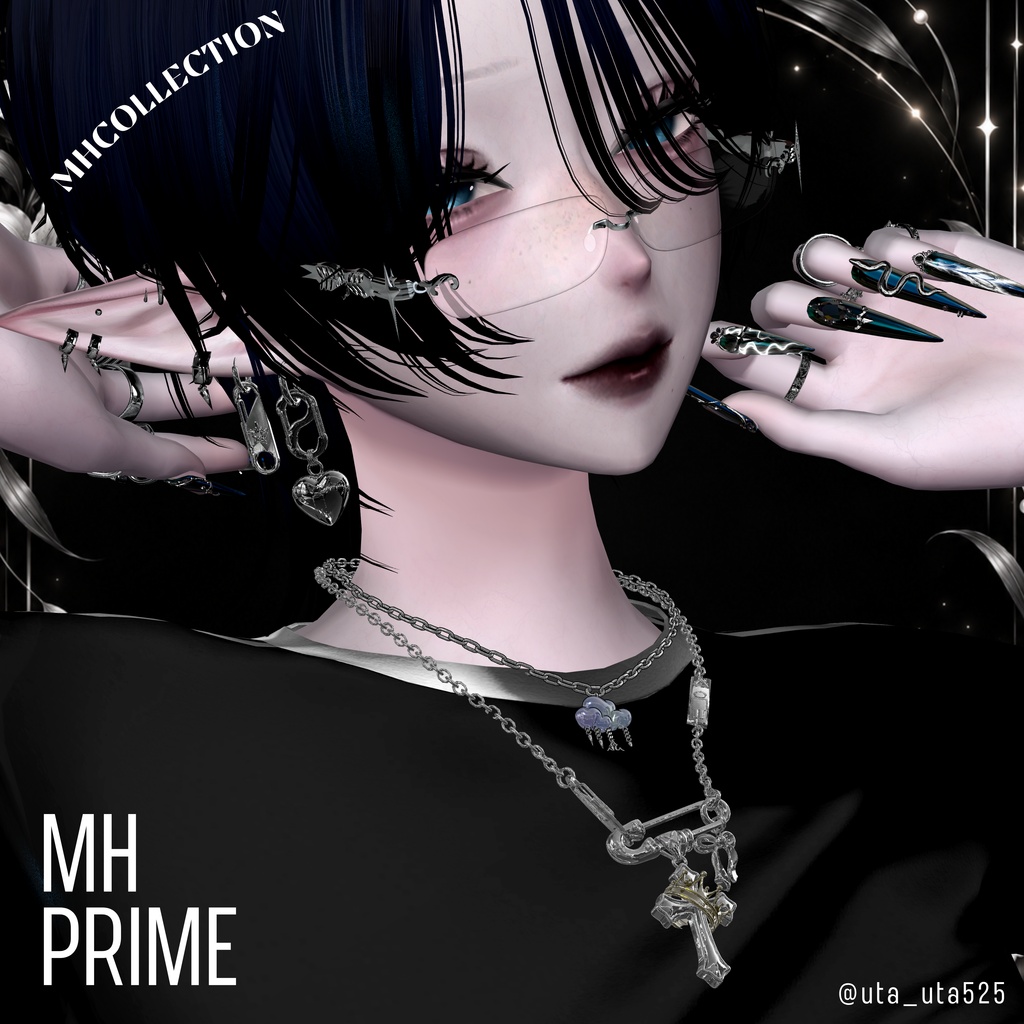 【VRC想定/20アバター対応】【MA対応】MH prime Necklace+Earring