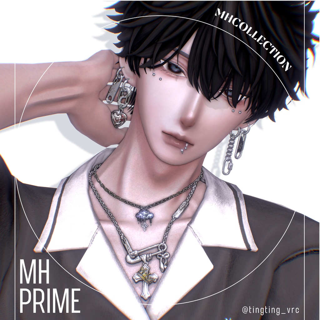 【VRC想定/20アバター対応】【MA対応】MH prime Necklace+Earring