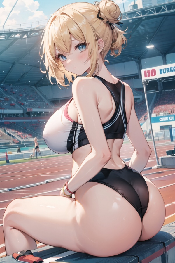 ハイレグブルマ尻 エロai 3nd shopに移行】金髪巨乳陸上娘 スポブラ ハイレグブルマ お尻 座り 316枚 - miyanomori - BOOTH