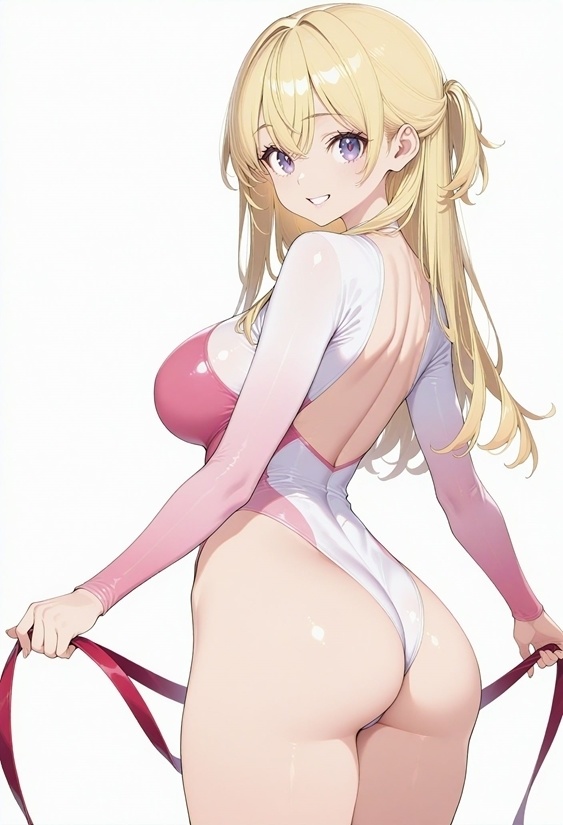 金髪巨乳娘　新体操　ハイレグレオタード　美尻　300枚