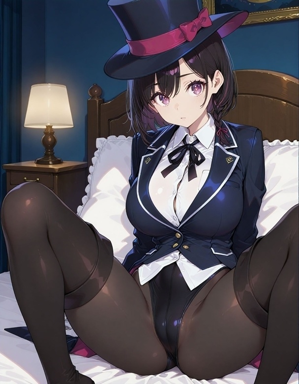 黒髪巨乳娘　タキシード黒スト　ハイレグレオタード娘　M字開脚　300枚
