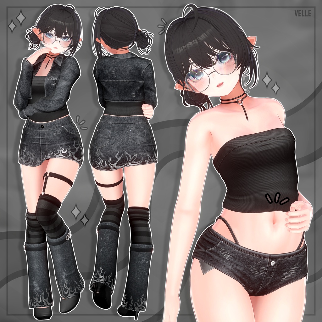 【✦QVK 】 - DenimFlames ✦ギミック 【 8 avatar 】