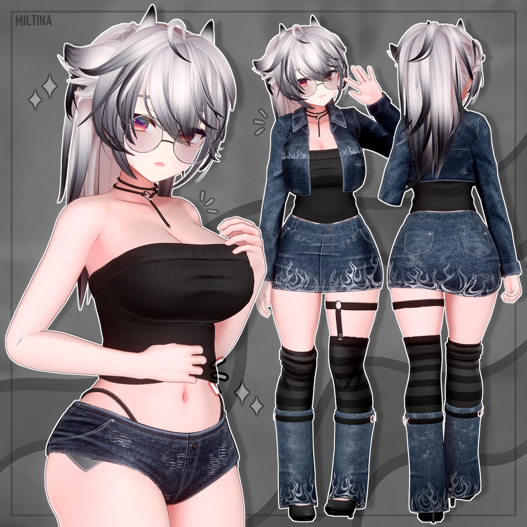 【✦QVK 】 - DenimFlames ✦ギミック 【 8 avatar 】