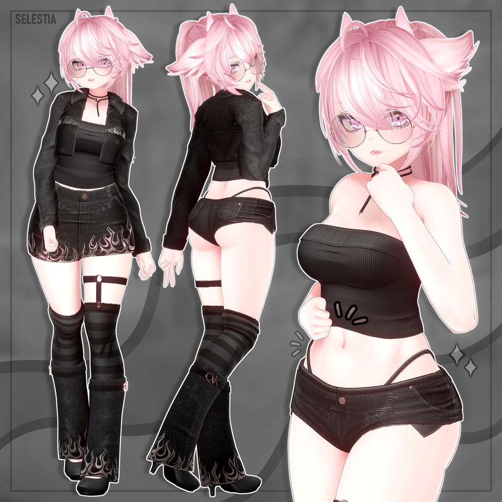 【✦QVK 】 - DenimFlames ✦ギミック 【 8 avatar 】