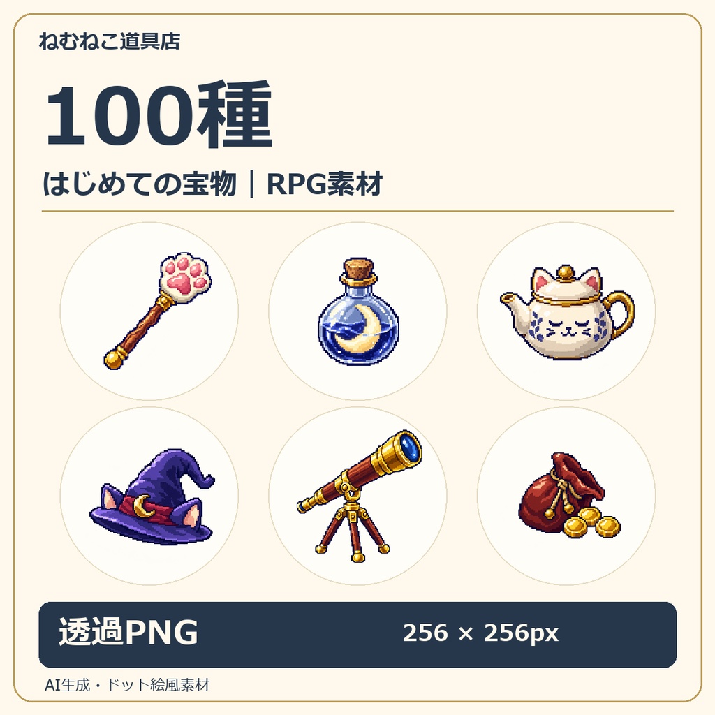 RPGアイテム素材100種｜はじめての宝物セット【透過PNG・商用利用可】