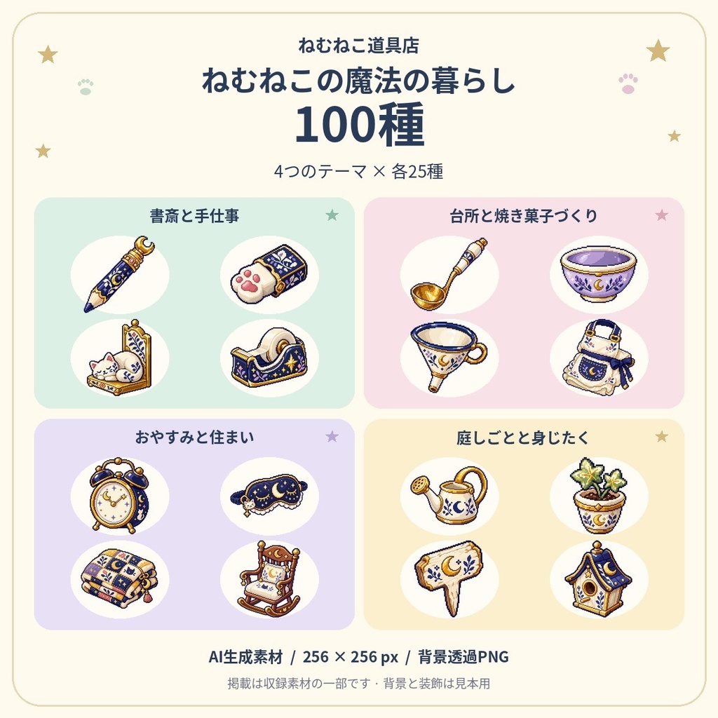 RPGアイテム素材100種|魔法の暮らし【透過PNG・商用利用可】