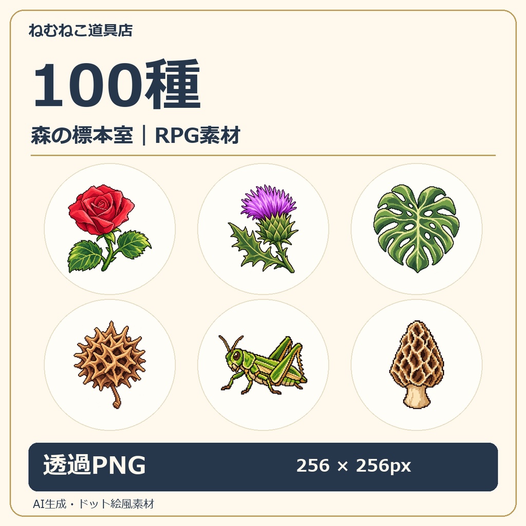 RPGアイテム素材100種｜森の標本室【透過PNG・商用利用可】